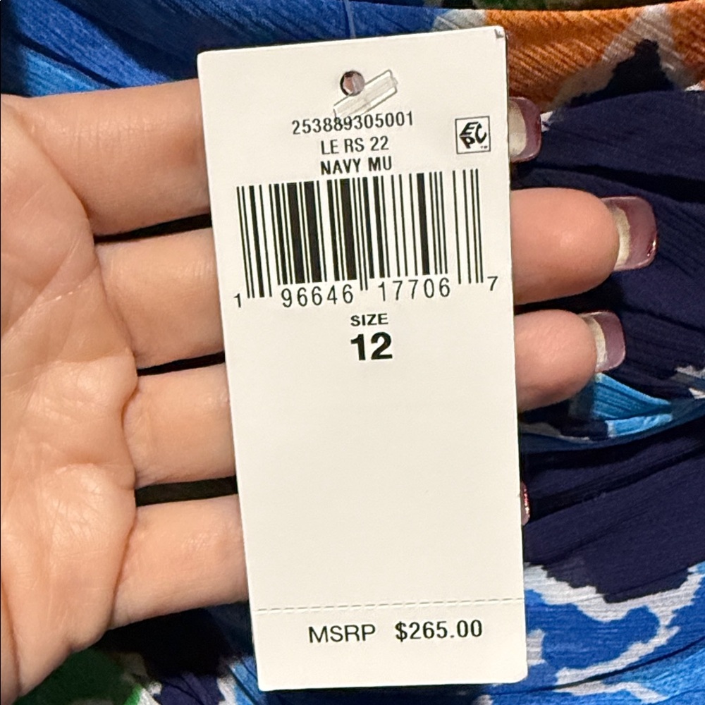 Ralph Lauren One-Shoulder Floral Dress in Blue and Orange wedding guest gown 12 - Picture 6 of 8